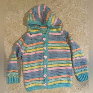 💓💛HANDMADE CROCHET SWEATER💛💓Kids size 6/7.